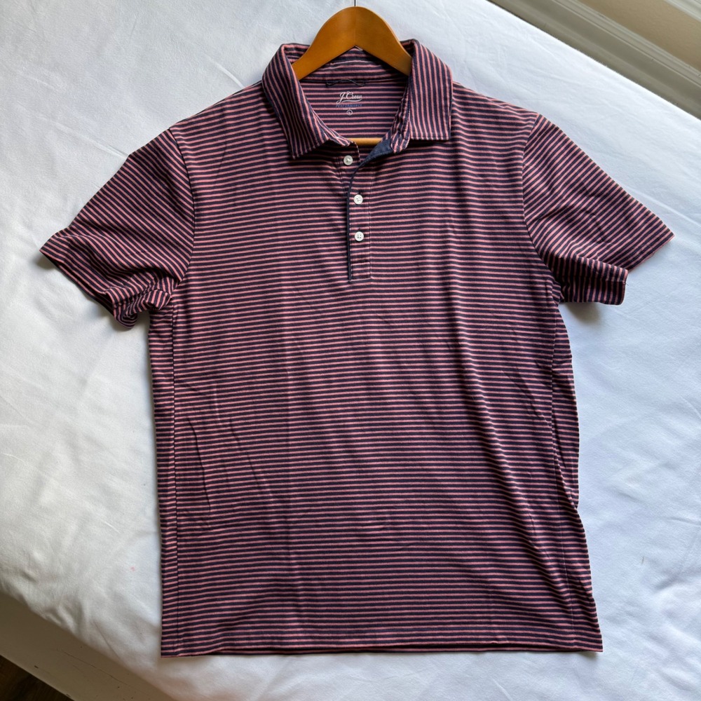 J.Crew Performance Mens Polo Shirt Large Pima Cotton Peru Nautical Summer Casual